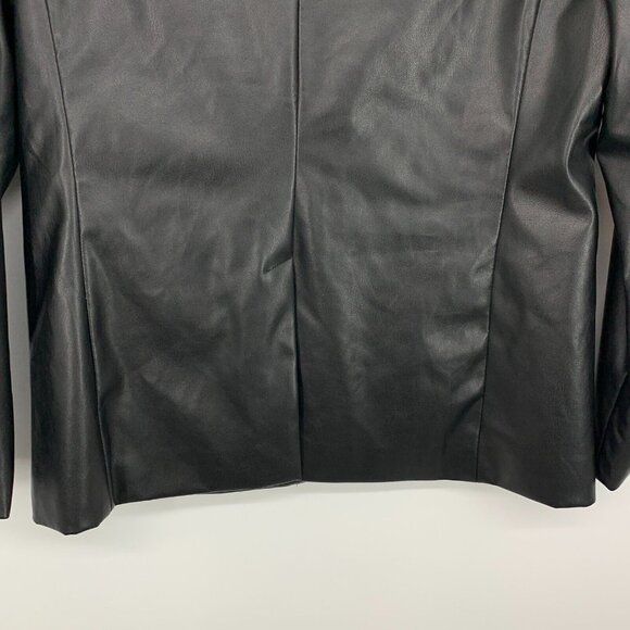 Love Tree Blazer Black Faux Leather Double Button Lined Jacket - Picture 9 of 9